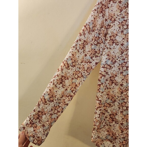 Ralph Lauren Women Large‎ Brown Floral Long Sleeve Button Up Boho Hippie Shirt - Picture 4 of 9